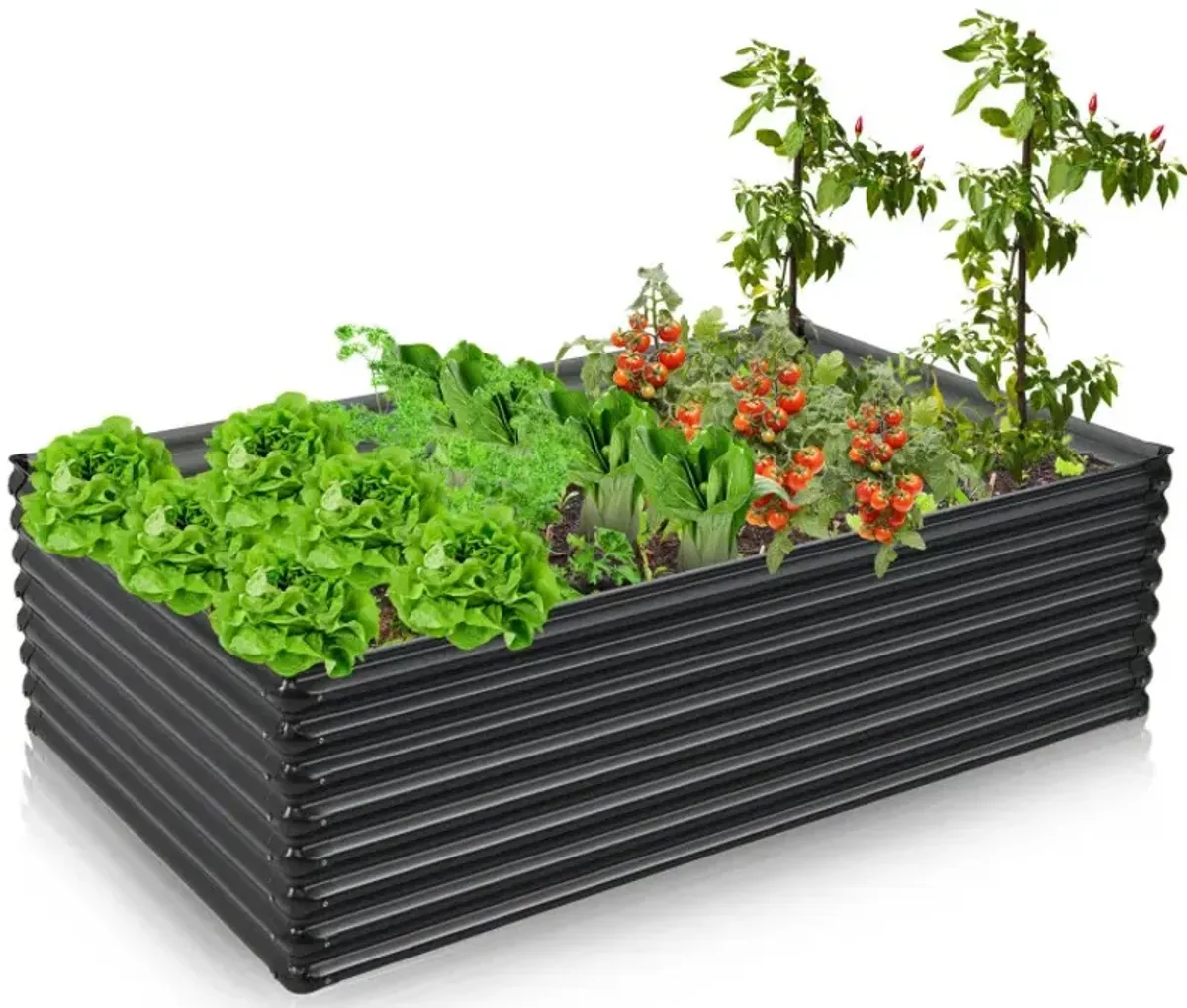 71 Inch Galvanized Metal Raised Garden Bed for Garden Backyard