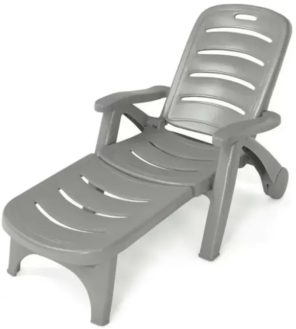 5 Position Adjustable Folding Lounger Chaise Chair with Wheels