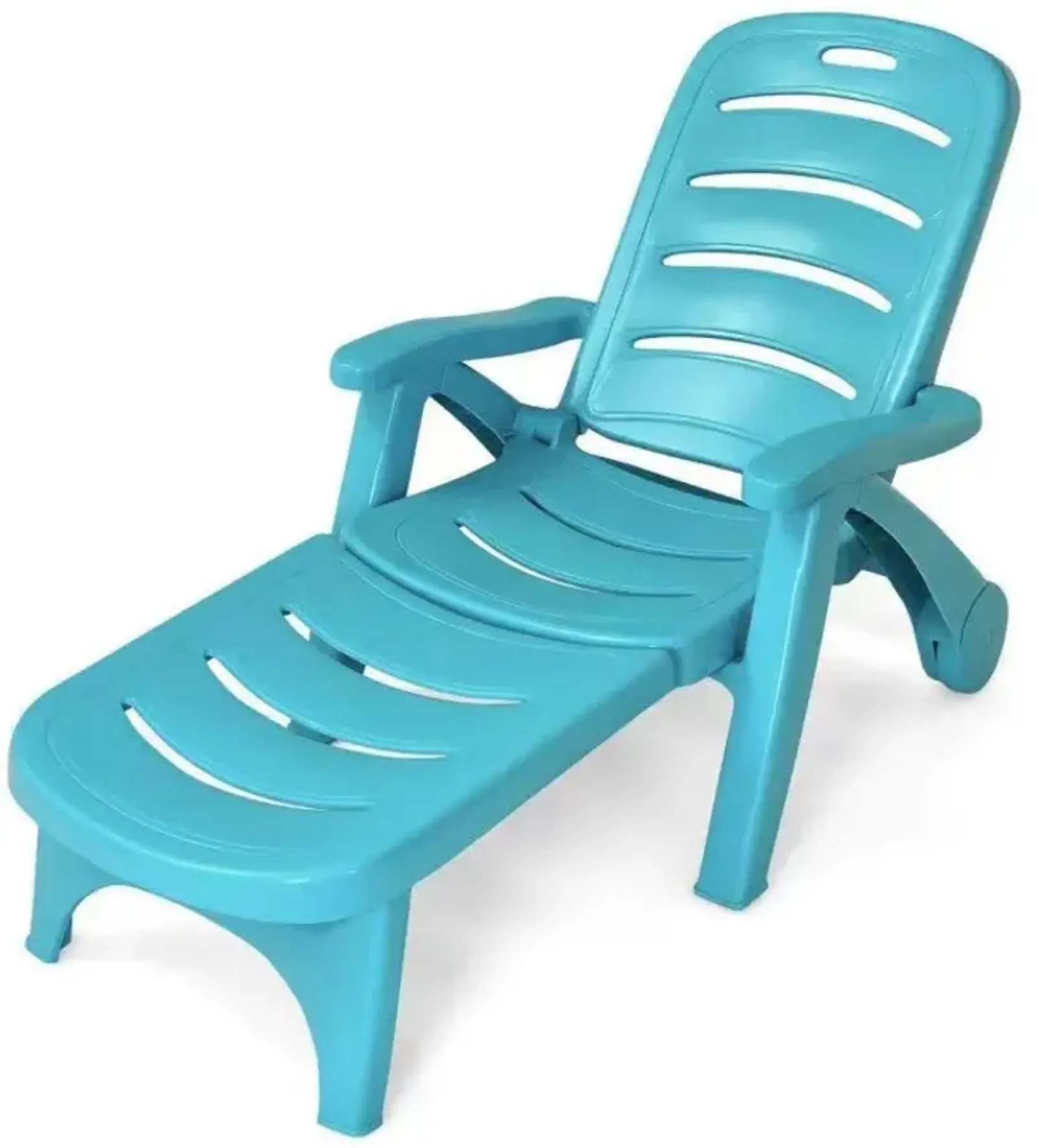 5 Position Adjustable Folding Lounger Chaise Chair with Wheels (NP10819TU)