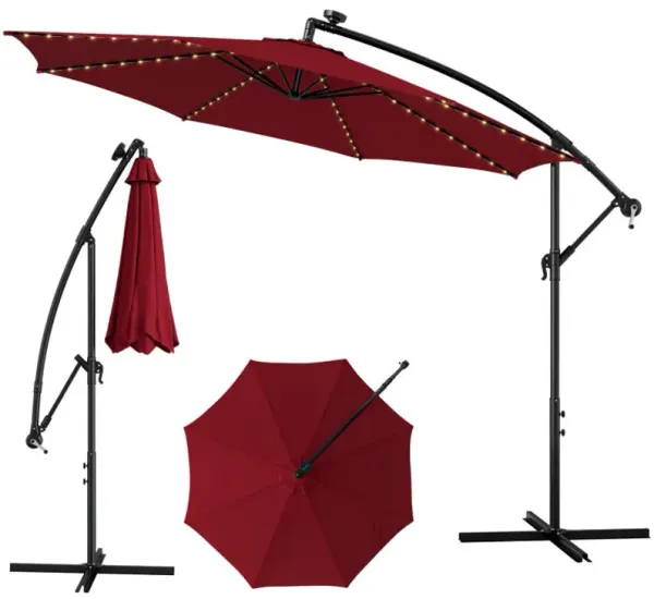 10 Feet Patio Umbrella with 112 Solar-Powered LED Lights