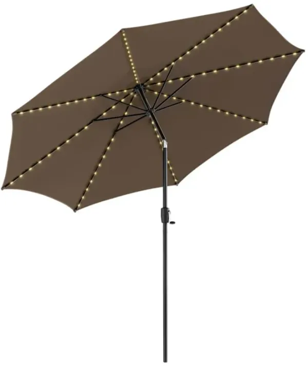 10 Feet Patio Umbrella with 112 Solar Lights and Crank Handle
