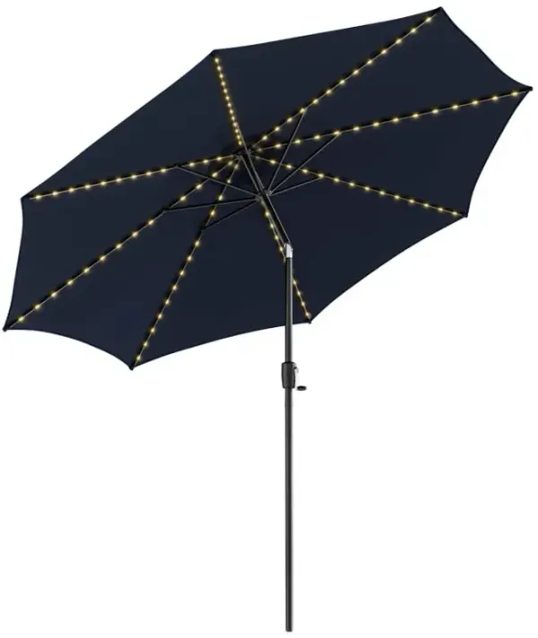 10 Feet Patio Umbrella with 112 Solar Lights and Crank Handle