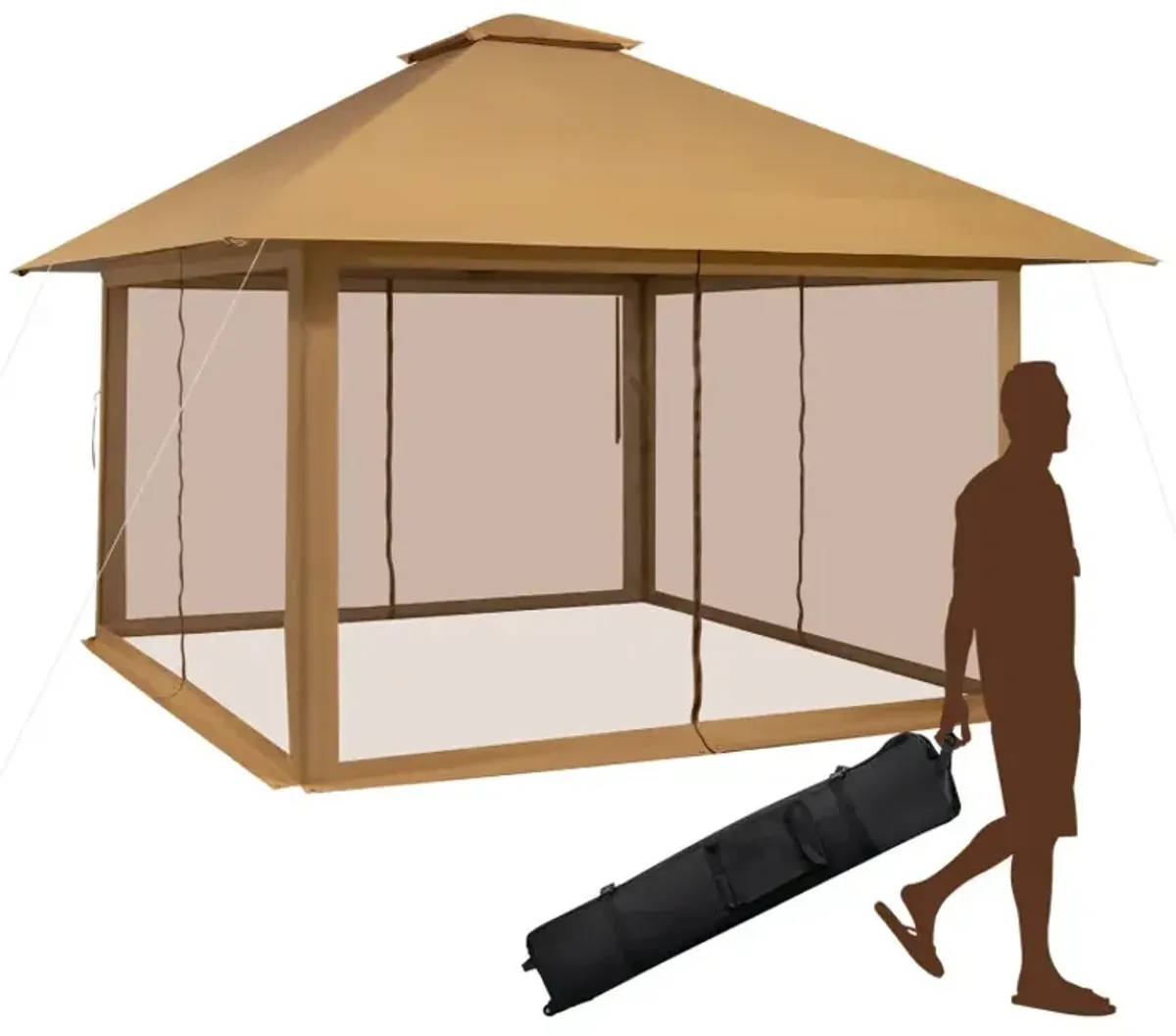 13 x 13 Feet Pop-up Instant Gazebo Canopy Tent with Mesh Sidewall