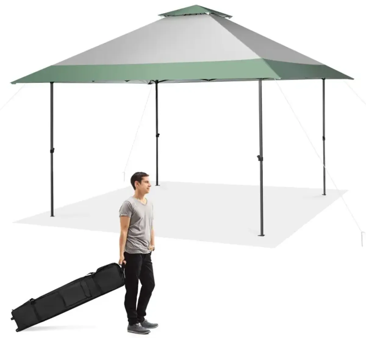 13 x 13 Feet Pop-Up Patio Canopy Tent with Shelter and Wheeled Bag