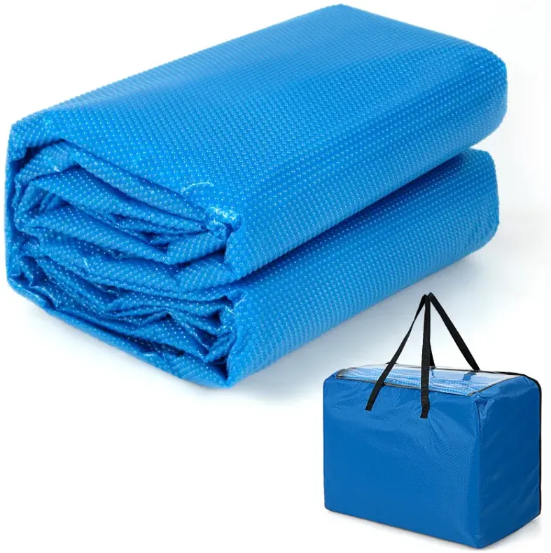 Rectangle Swimming Pool Cover 12-MIL Heat Retaining Pool Solar Blanket with Carrying Bag