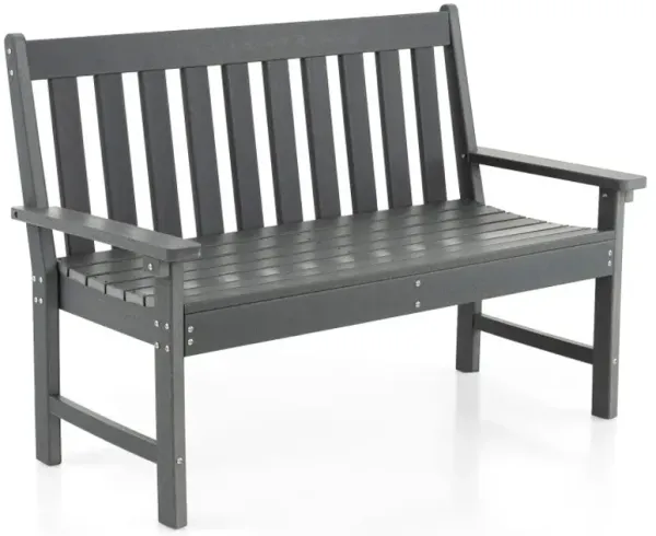 52 Inch All-Weather HDPE Outdoor Bench with Backrest and Armrests
