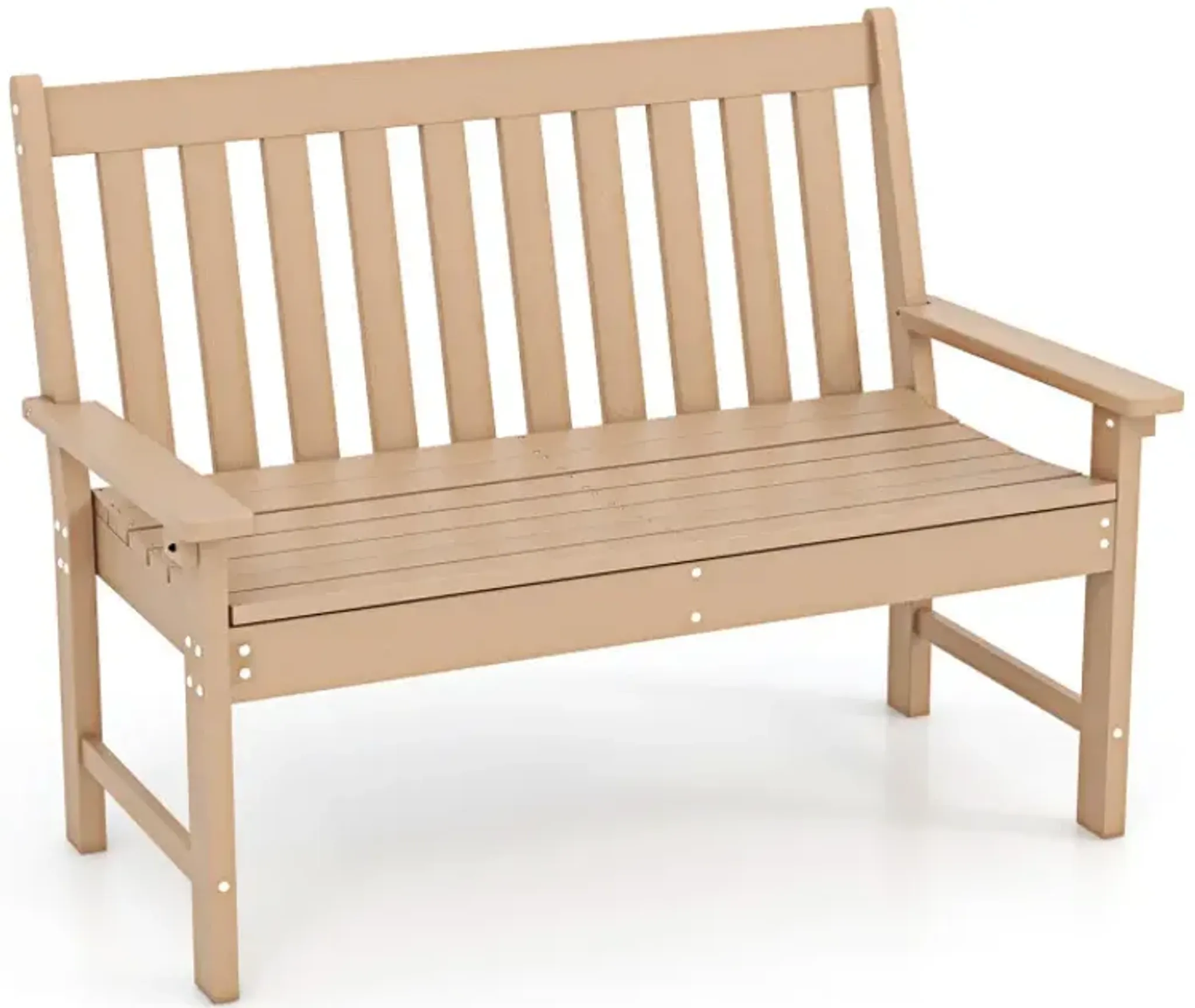 52 Inch All Weather Hdpe Outdoor Bench With Backrest And Armrests ...