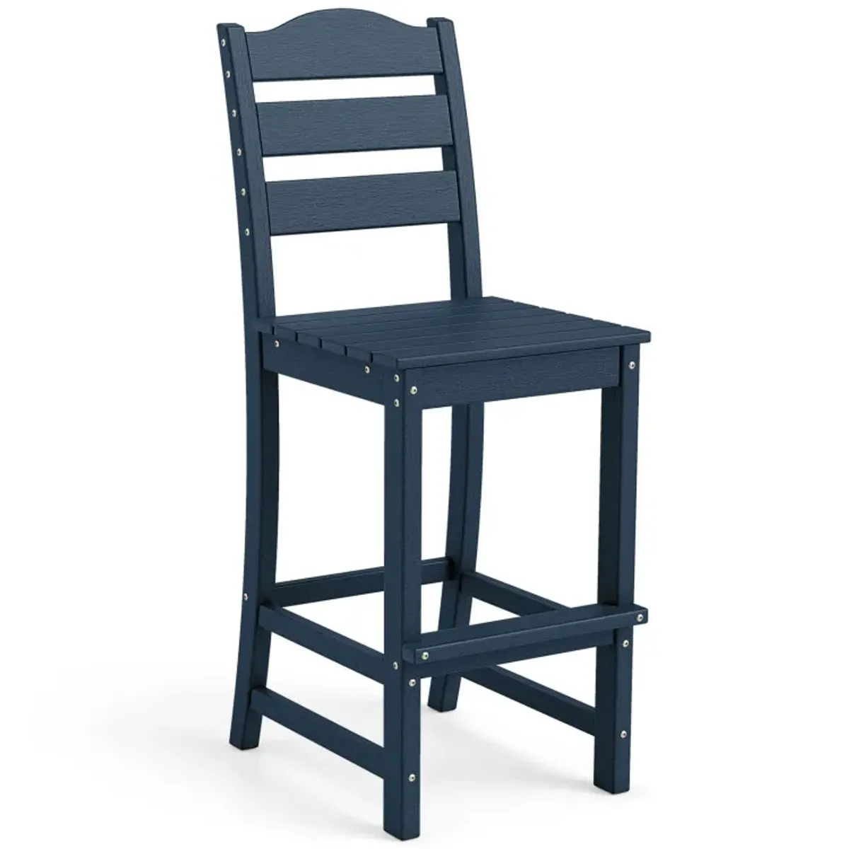 30 Inches HDPE Outdoor Counter Height Bar Stool with Back and Footrest