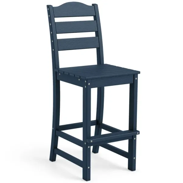 30 Inches HDPE Outdoor Counter Height Bar Stool with Back and Footrest
