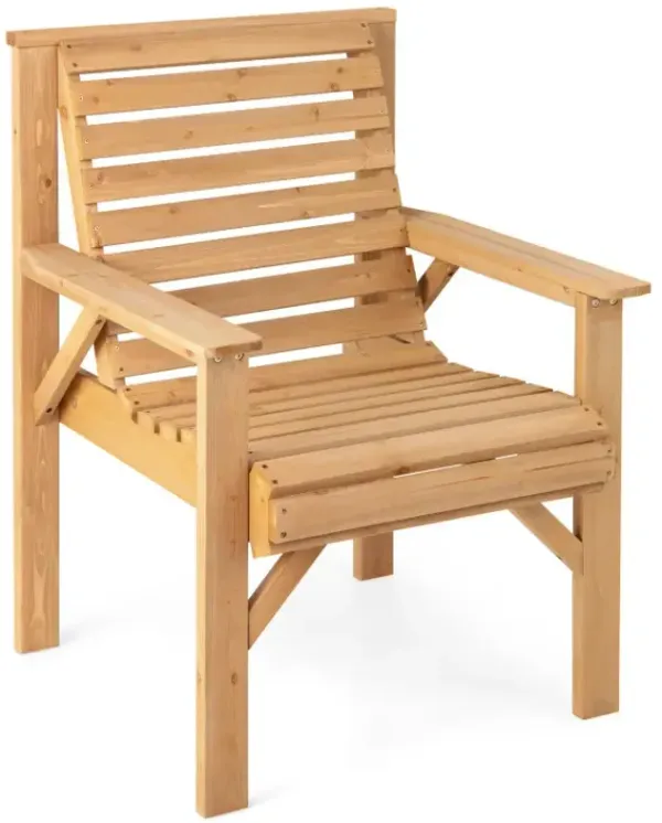 Outdoor Fir Wood Chair with Inclined Backrest