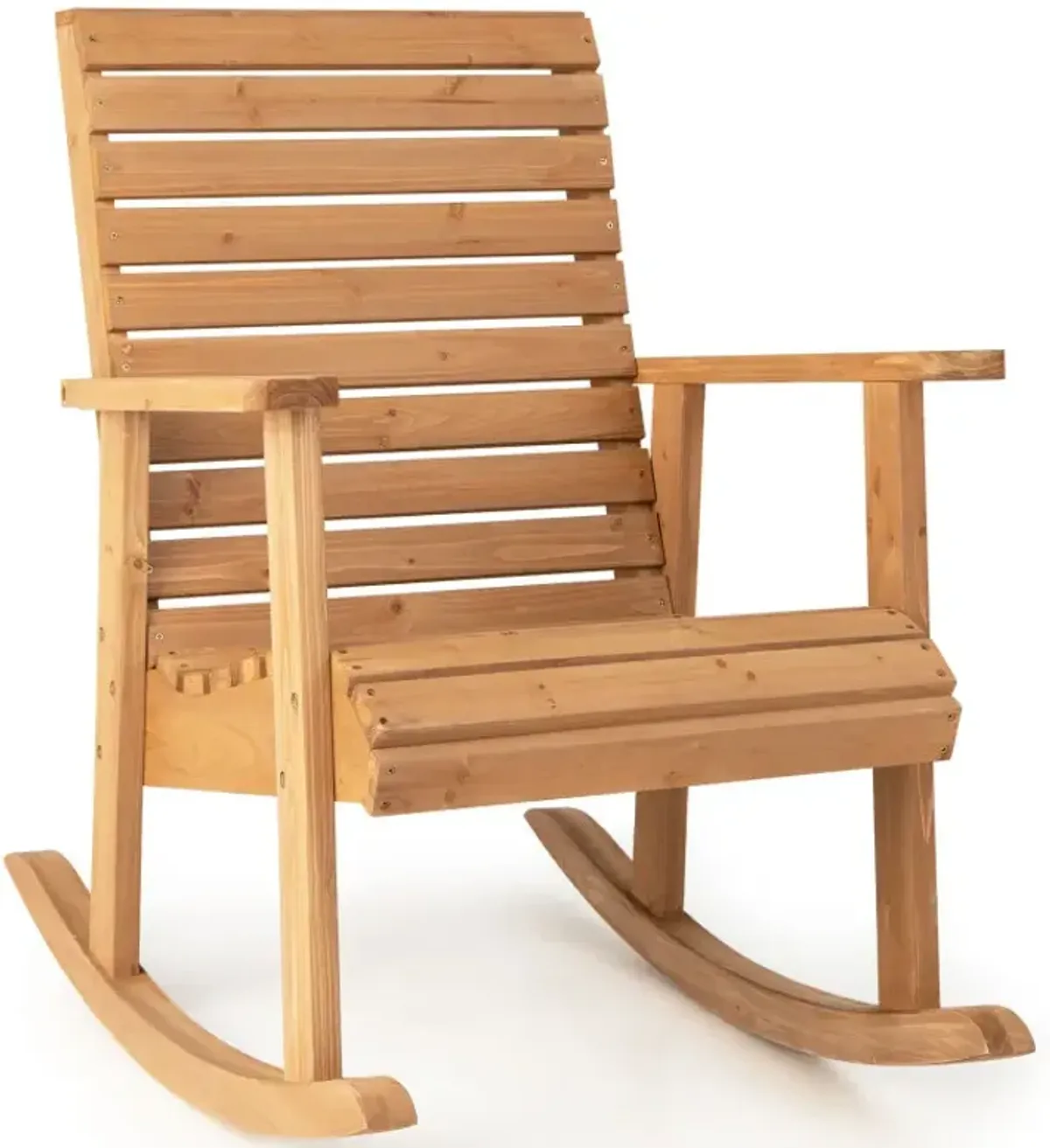 Outdoor Solid Fir Wood Rocking Chair with High Backrest