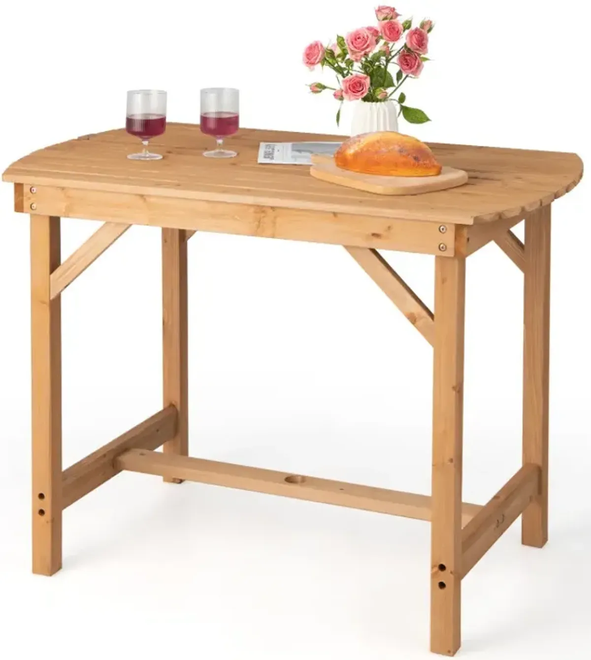 Outdoor Fir Wood Dining Table with Umbrella Hole