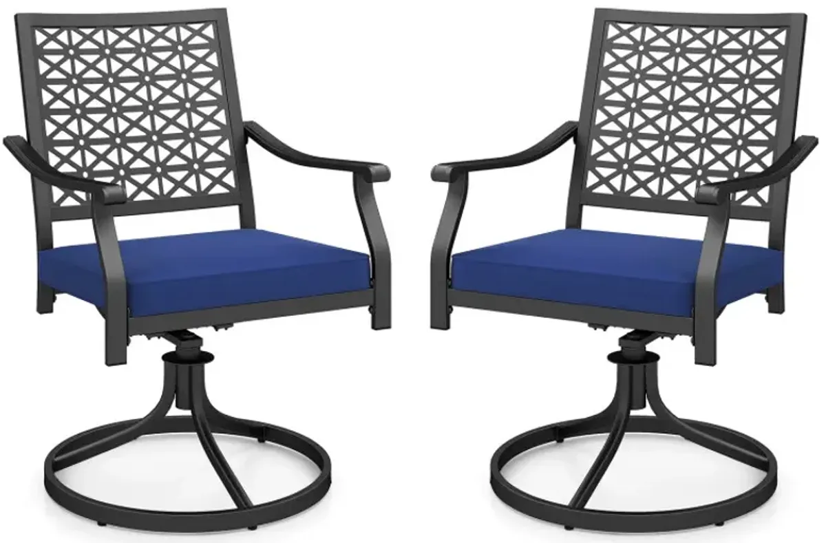 2 Pieces Outdoor Swivel Chairs Patio Dining Chairs with Padded Cushions