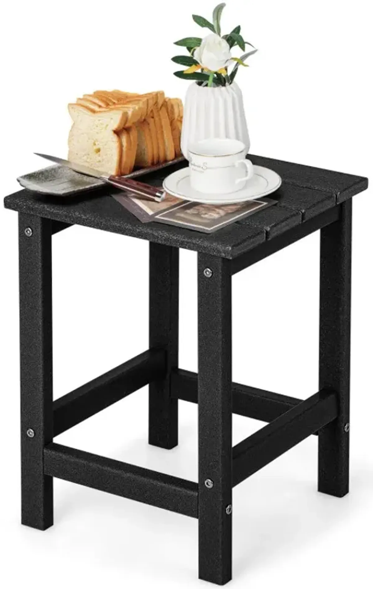 Set of 2 14 Inch Square Weather-Resistant Adirondack Side Table