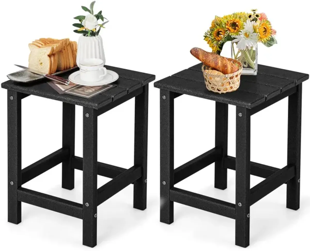 Set of 2 14 Inch Square Weather-Resistant Adirondack Side Table