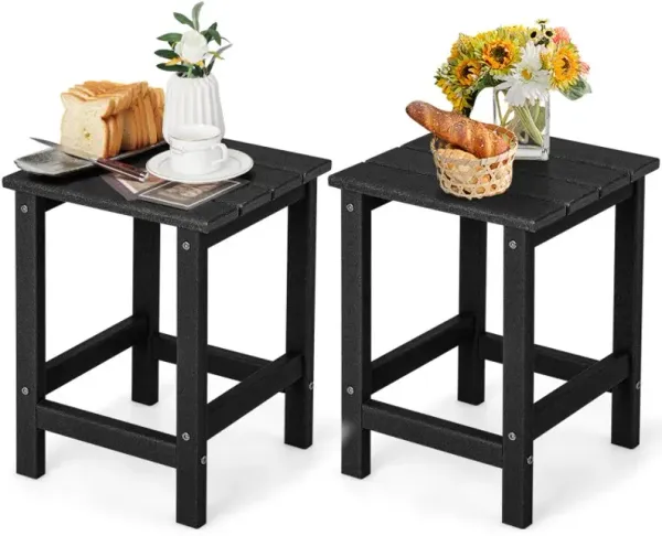 Set of 2 14 Inch Square Weather-Resistant Adirondack Side Table