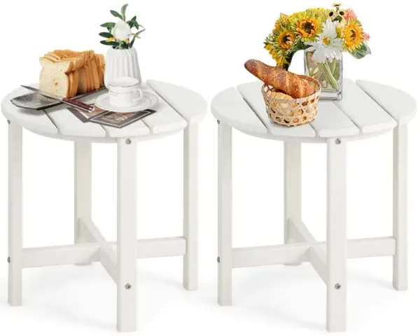 Set of 2 18 Inch Round Weather-Resistant Adirondack Side Tables