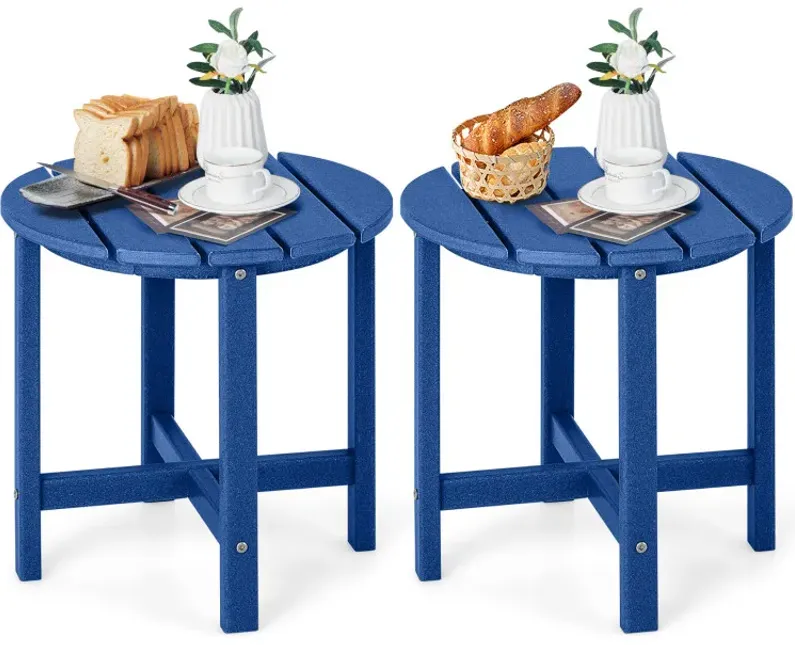 Set of 2 18 Inch Round Weather-Resistant Adirondack Side Tables