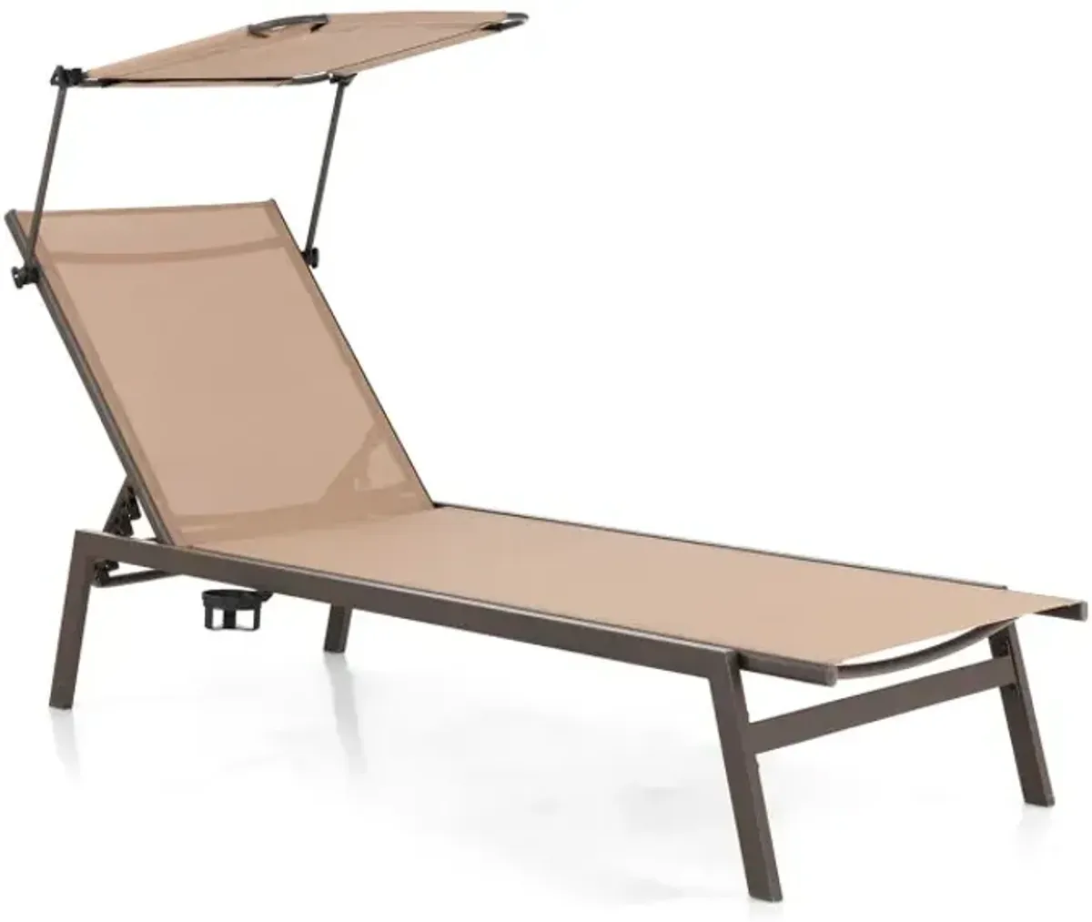 Outdoor Chaise Lounge Chair with Sunshade and 6 Adjustable Position