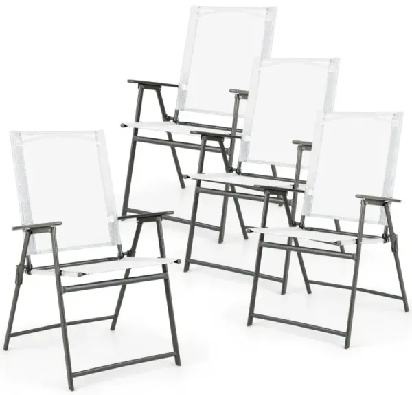 Set of 4 Patio Folding Chair Set with Rustproof Metal Frame