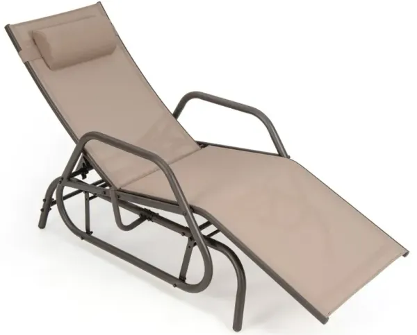 Outdoor Chaise Lounge Glider Chair with Armrests and Soft Padded Pillow