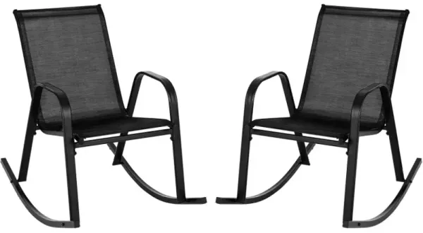 Set of 2 Metal Patio Rocking Chair with Breathable Seat Fabric