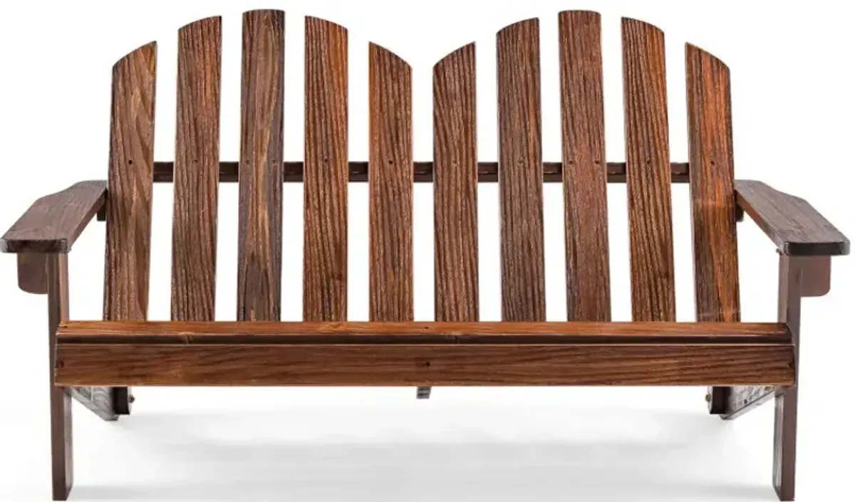 2 Person Fir Wood Adirondack Chair with High Backrest