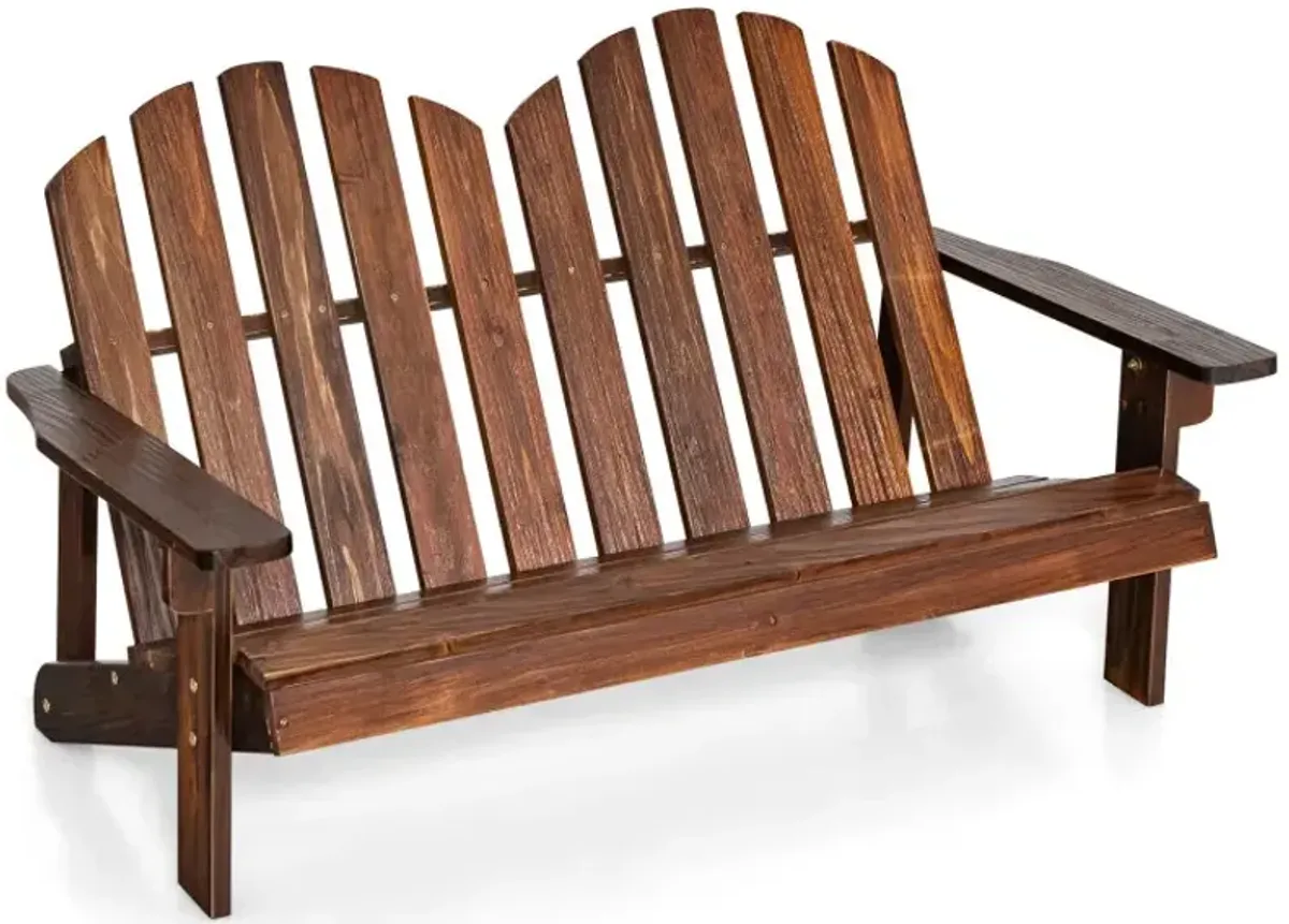 2 Person Fir Wood Adirondack Chair with High Backrest