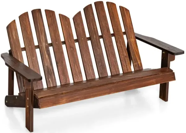 2 Person Fir Wood Adirondack Chair with High Backrest