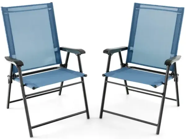 Patio Dining Chair Set of 2 with Armrests and Metal Frame