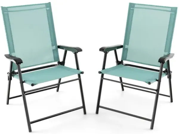 Patio Dining Chair Set of 2 with Armrests and Metal Frame