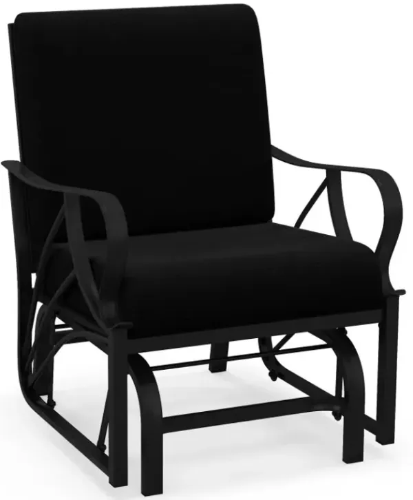 Patio Glider Rocking Chair with Thick Cushion and Curved Armrest