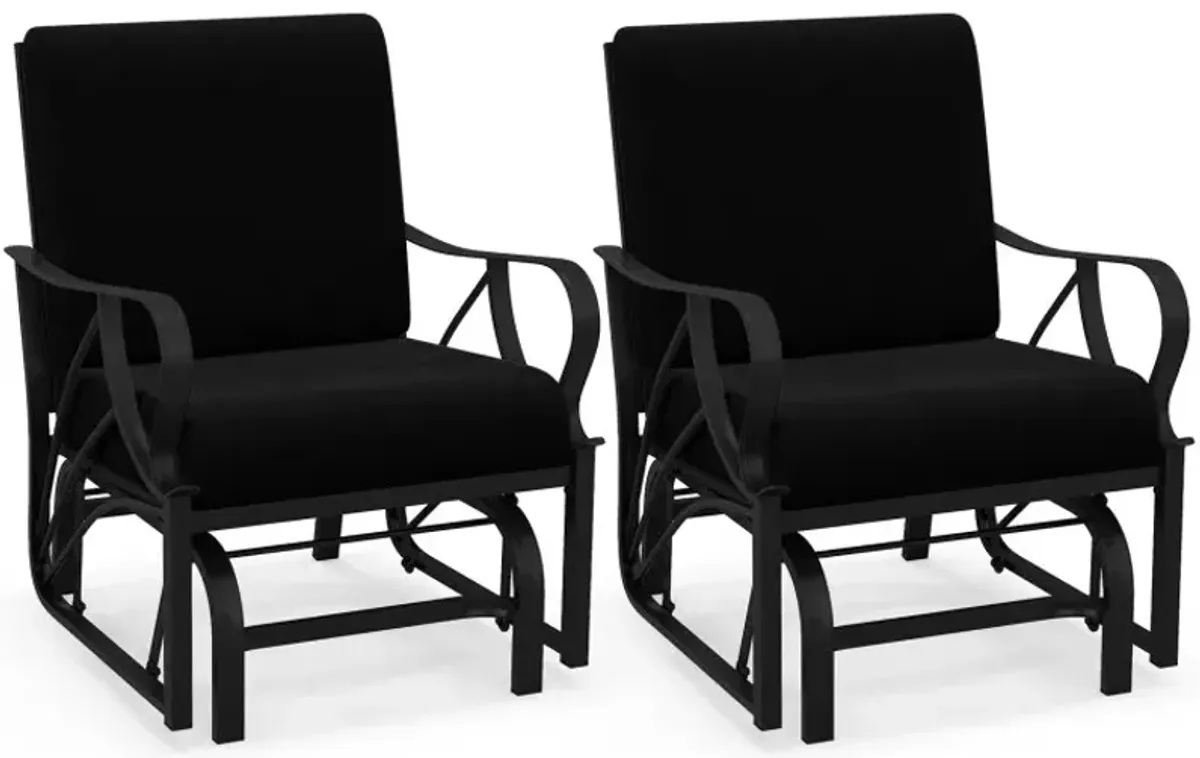 Patio Glider Rocking Chair with Thick Cushion and Curved Armrest