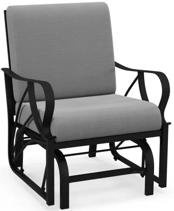 Patio Glider Rocking Chair with Thick Cushion and Curved Armrest