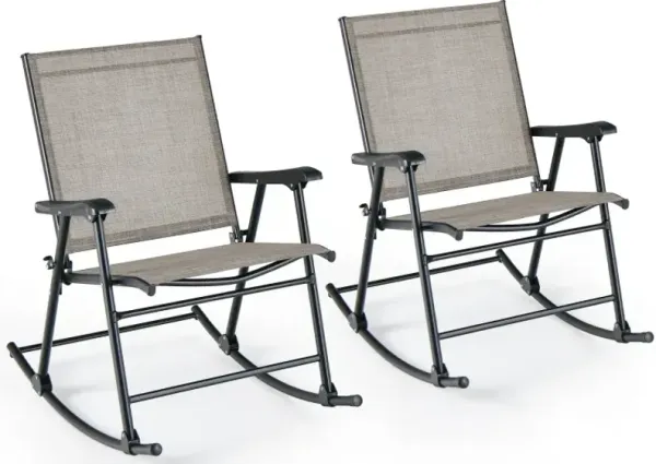 Folding Rocking Chair with Breathable Seat Fabric Set of 2