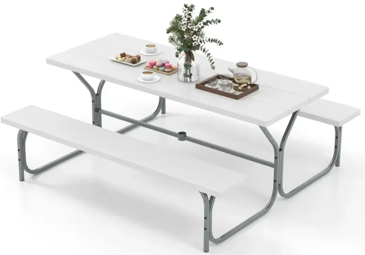 6 Feet Picnic Table Bench Set with HDPE Tabletop for 8 Person