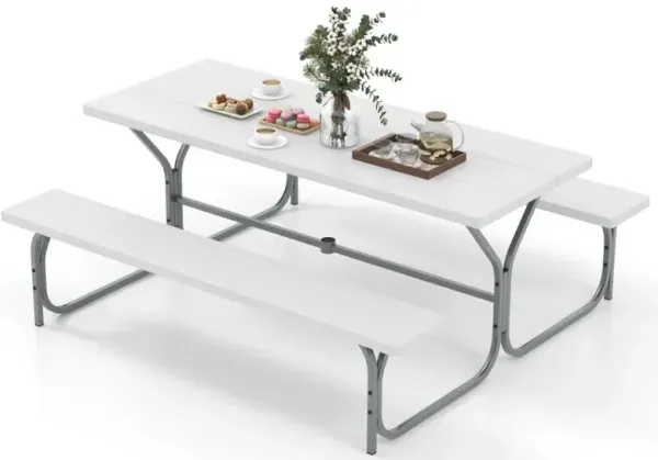6 Feet Picnic Table Bench Set with HDPE Tabletop for 8 Person