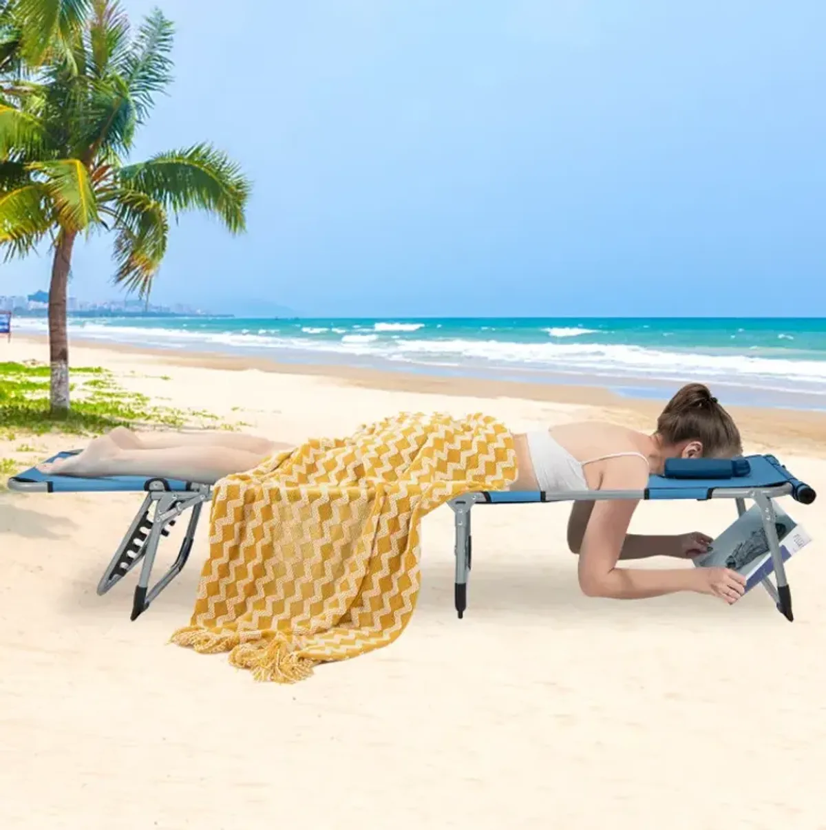 5-position Outdoor Folding Chaise Lounge Chair