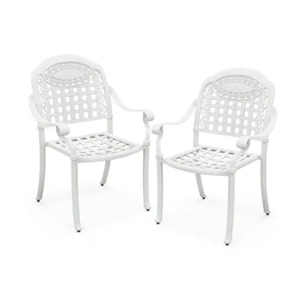 Cast Aluminum Patio Chairs Set of 2 with Armrests