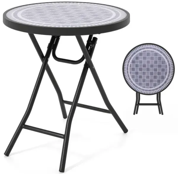 18 Inch Folding Side Table Patio Round Compact Coffee Table