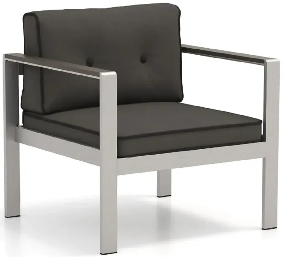 Contemporary Patio Sofa Chair with WPC Armrests and Back Cushions