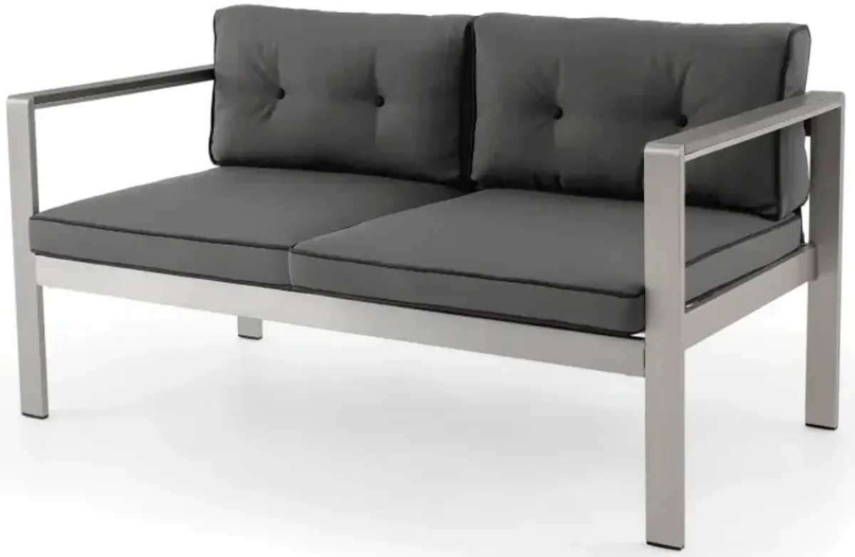 2-Person Contemporary Sofa Chair with WPC Armrests for Balcony Backyard Porch