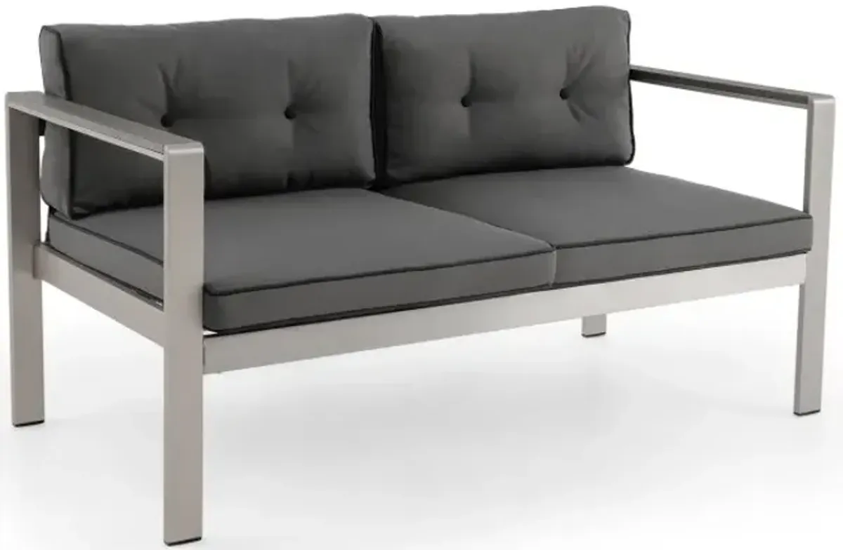 2-Person Contemporary Sofa Chair with WPC Armrests for Balcony Backyard Porch