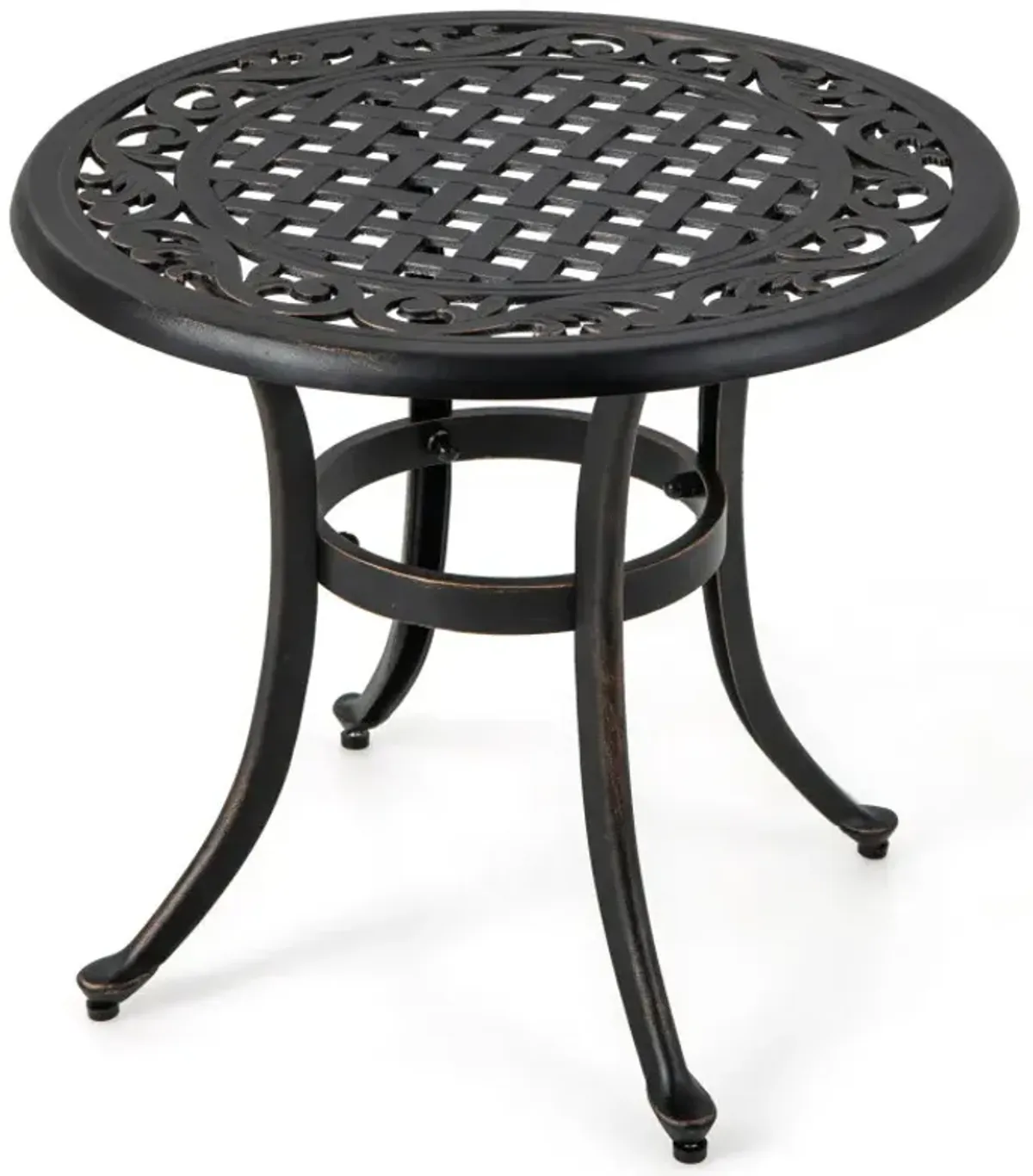 24 Inch Patio Side Table with Adjustable Footpads for Poolside Backyard Balcony