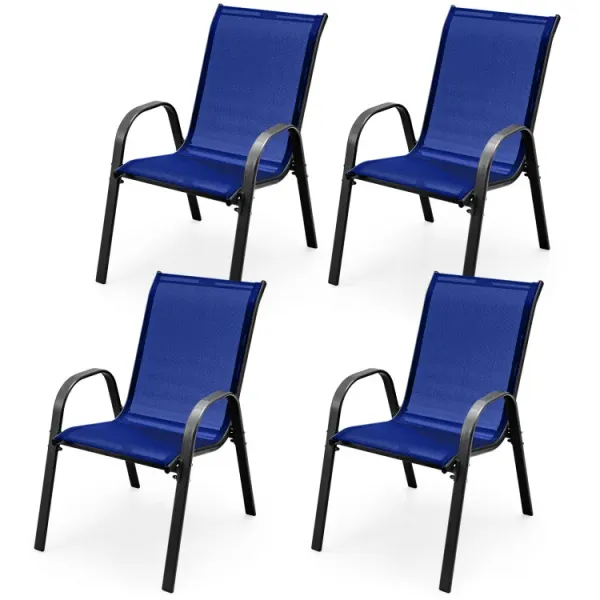 Set of 4 Outdoor Patio Chairs with Weather-resistant Fabric
