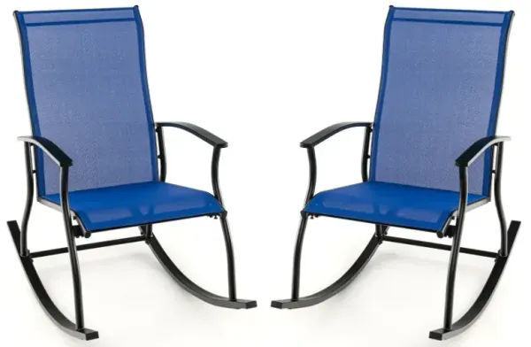 2 Pieces Outdoor Rocking Chairs with Breathable Backrest