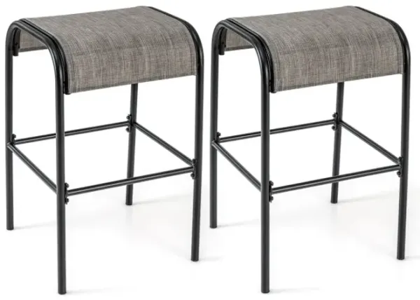 Set of 2/4 Patio Metal Bar Stools with Curved Fabric Seat