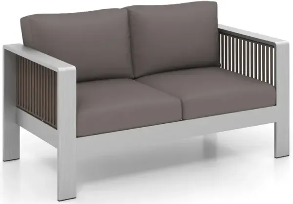 Patio Aluminum Loveseat Sofa Outdoor Furniture Set with Thick Back and Seat Cushions