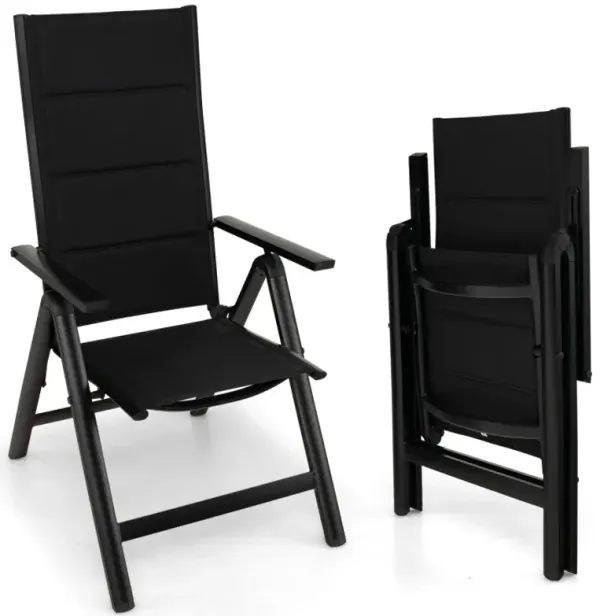 Outdoor Dining Chair with Soft Padded Seat and 7-Position Adjustable Backrest