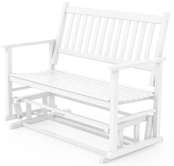 2 Seats Outdoor Glider Bench with Armrests and Slatted Seat